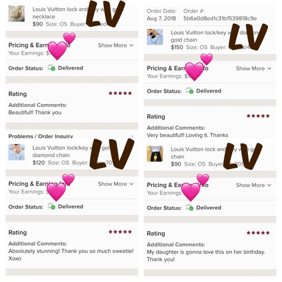 Louis Vuitton lock and key with gold necklace - Picture 7 of 7